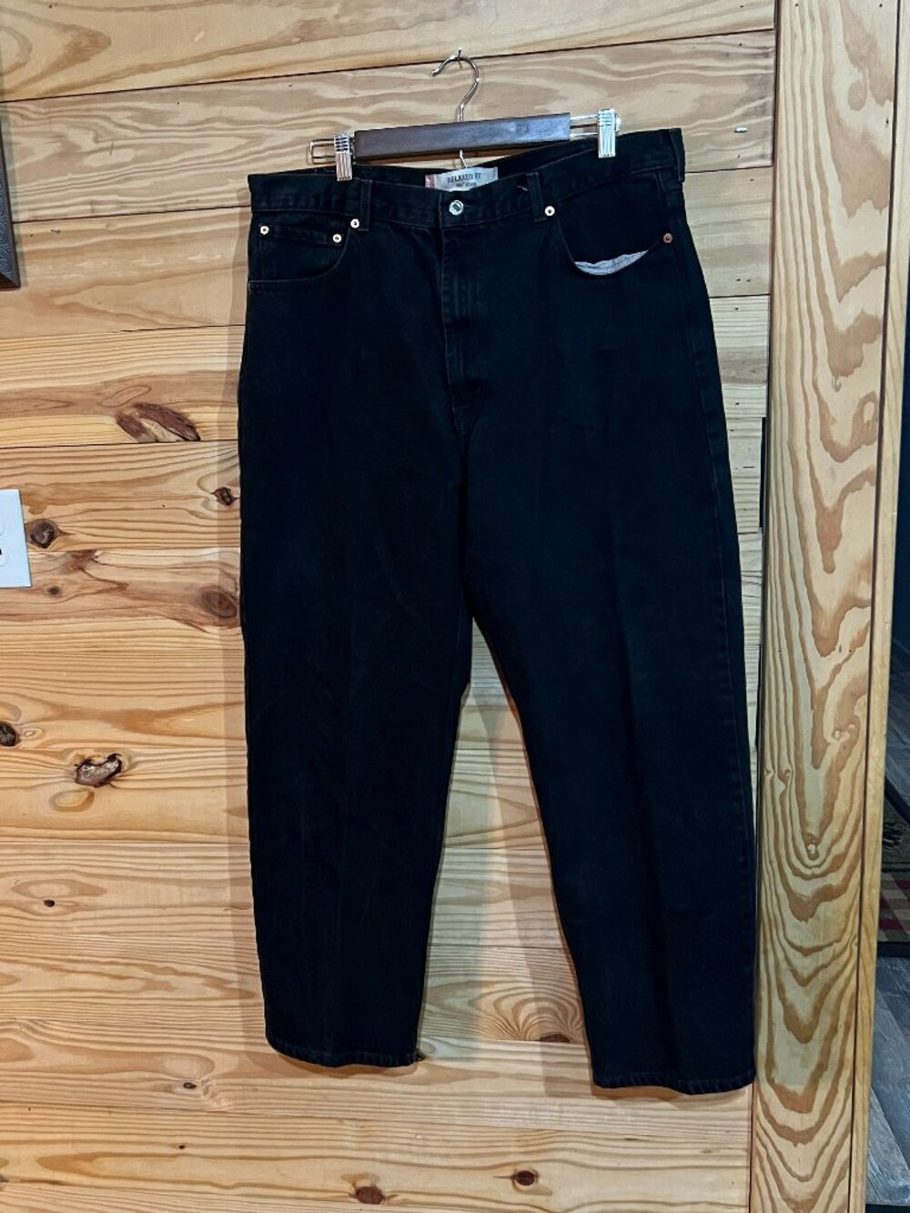 Levis 550 Jeans Men 40x30 Relaxed Tapered Fit Black Wash Denim Pants Casual